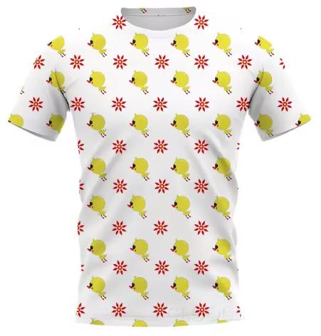 Cartoon yellow duck T-shirt 3D printing T-shirt men's and women's T-shirt short-sleeved street trend crew neck top Asian size
