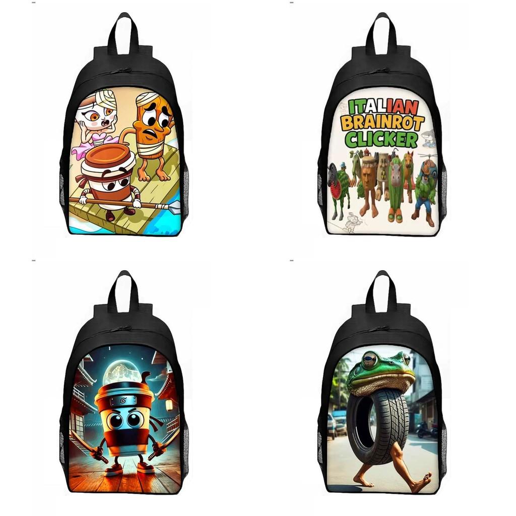 Al Italian Brainrot Pattern Backpack Breathable Student Schoolbag Gift Casual