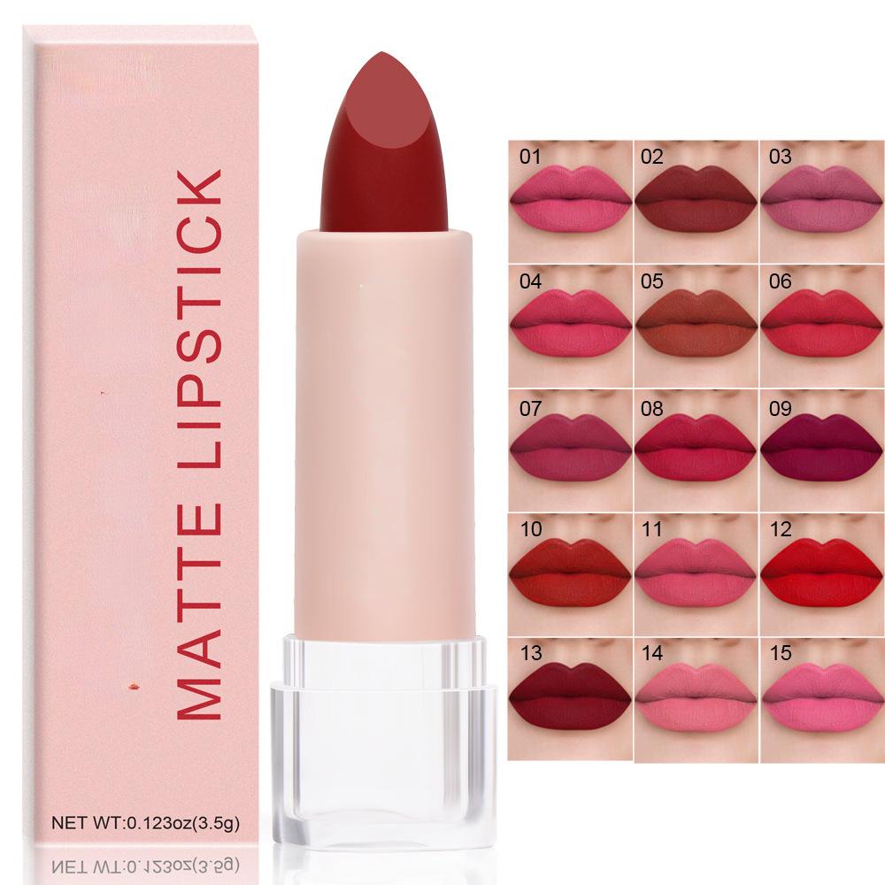 15 Shades of Lipstick Lip Gloss Matte Moisturizing Long-Lasting Non-Fading Non-Splattering