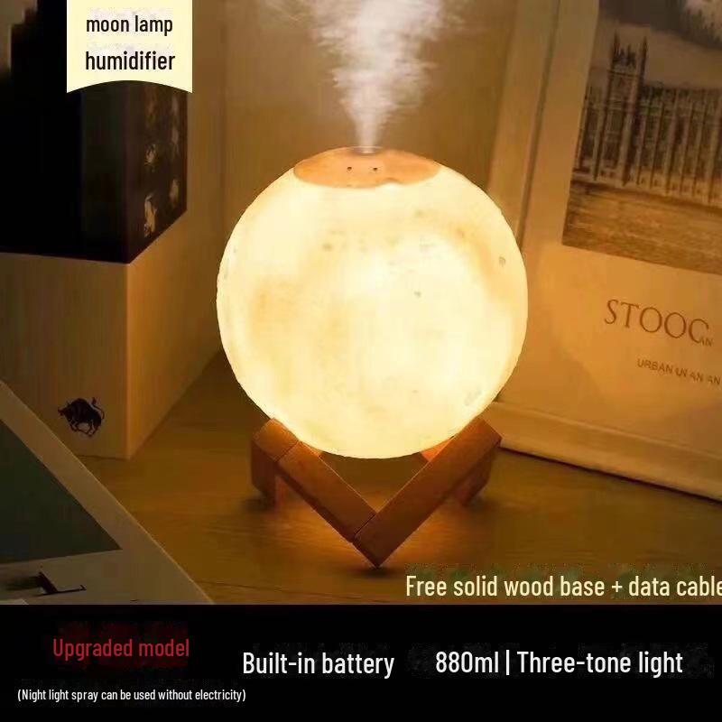 Moon Humidifier: Silent Night Light for Bedroom, Dorm, or Nursery - Ideal for Aromatherapy and Hydration