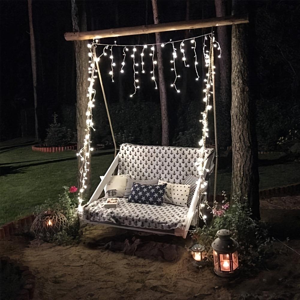 Saulės energijos Kalėdinis varveklių girlianda Lauko dekoracija 8 režimai Vandeniui atspari varveklių pasakų lemputė Verandai Balkonui Stogo karnizui Sodo lempa