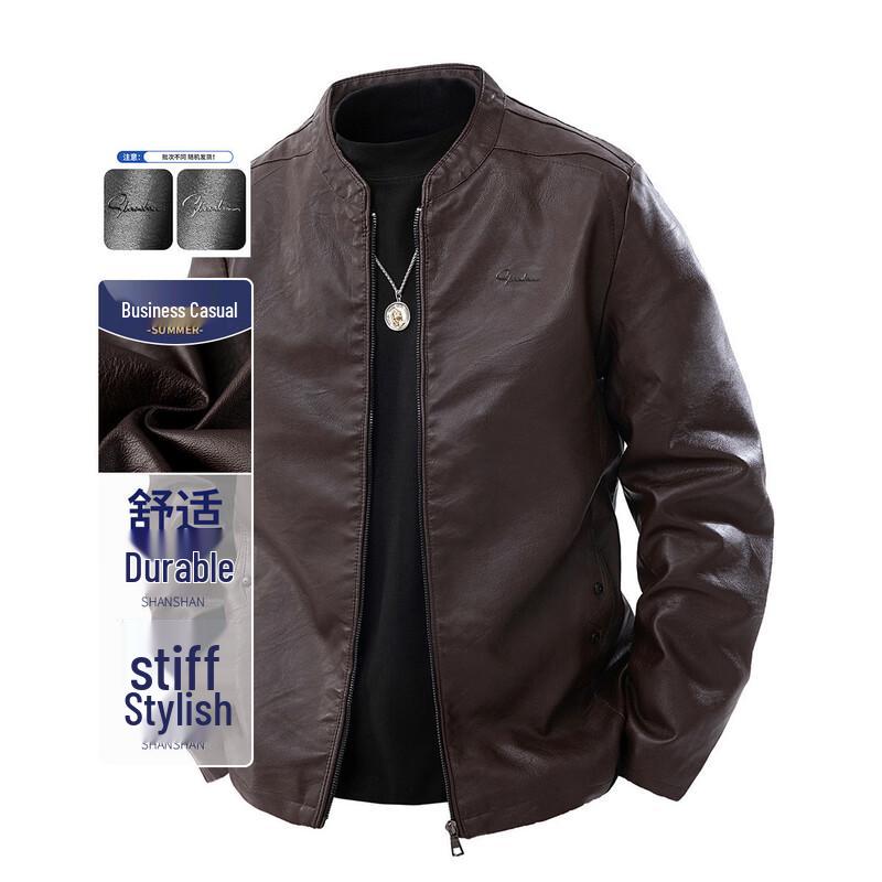 

SHANSHAN Men s Stand Collar PU Leather Jacket 2XL
