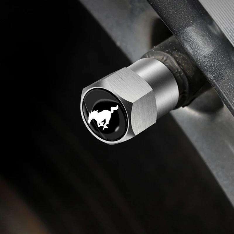 Car Sticker 2025 Hot New 4Pcs/Set Car Wheel Tire Valve Caps Metal Stem Cover For Ford Mustang Explorer FIESTA Focus Shelby GT350