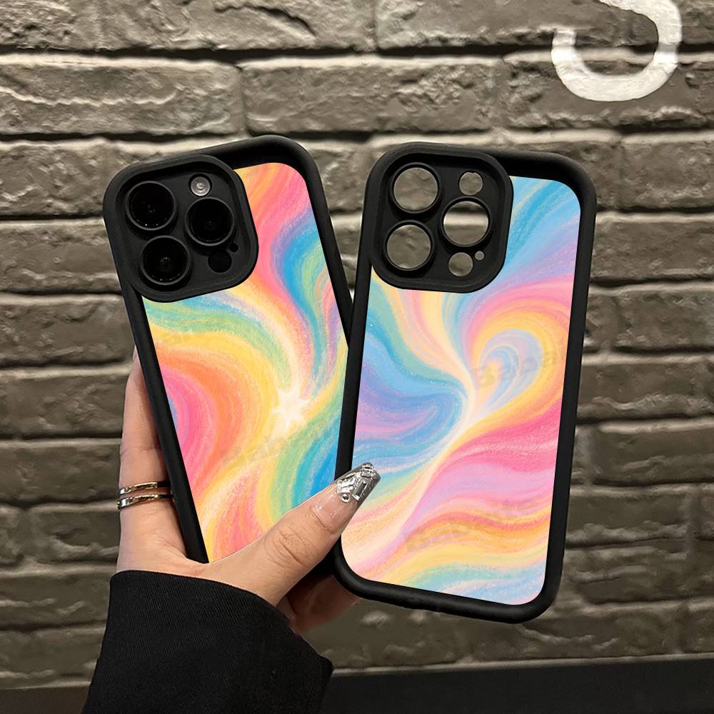 Rainbow Line Phone Case For IPhone 17 16 15 14 Plus 13 12 11 Pro Max Silicone Cover