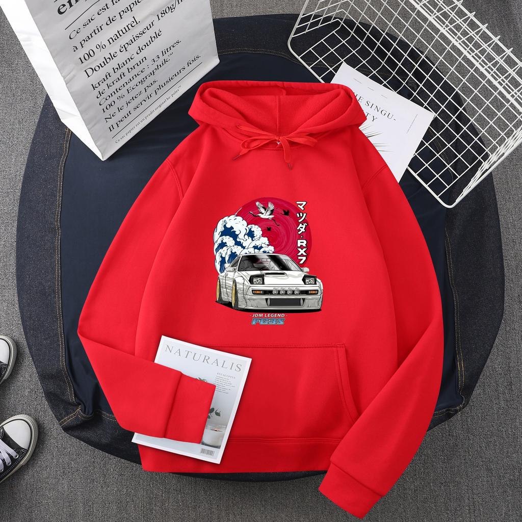 Hot selling anime anime head text D car hooded sweater men sweatshirt JDM car tide