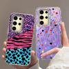 For Samsung Galaxy A15 A16 A25 A26 A35 A36 A55 A56 S24 S25 Plus Ultra 5G Phone Cover Cartoon Cat Leopard Print Patterns Bumper
