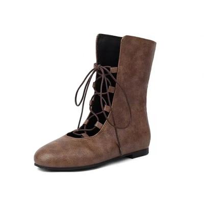 Fashion Casual Lace Up Designer Women Shoes 2024 New Hollow Breathable Women's Roman Boots Lightweight and Comfortable Mid Calf Boots