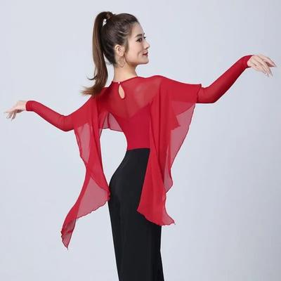Fashion Falbala Latin Dance Tops Practice Modern Waltz Blouse Evening Dresses Dance Accessories Samba Dance Top Women