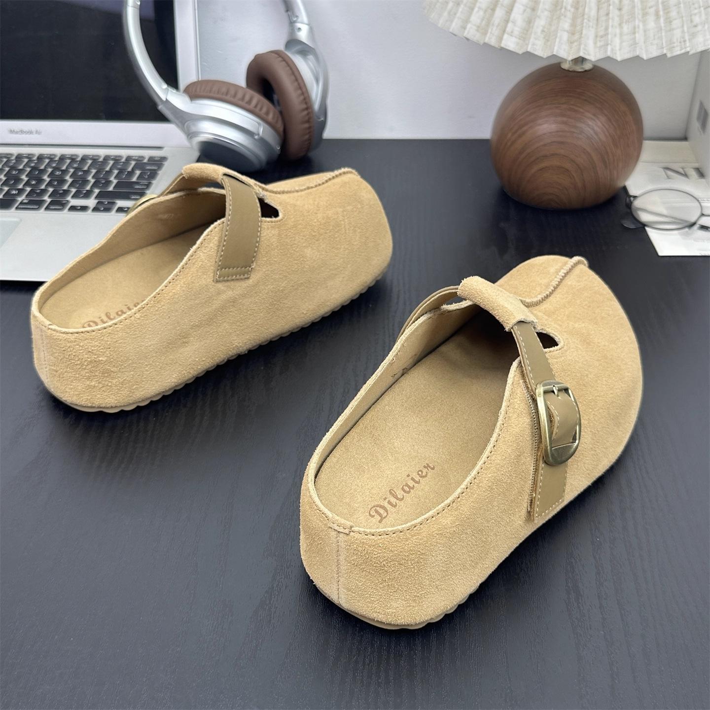 

Версия из коровьей кожи~ туфли Boken с внутренней высотой для женских осенне-зимних заказов, всеобъемлющие для маленьких людей, мохнатые ленивые тапочки Boken для wo 40 верблюд