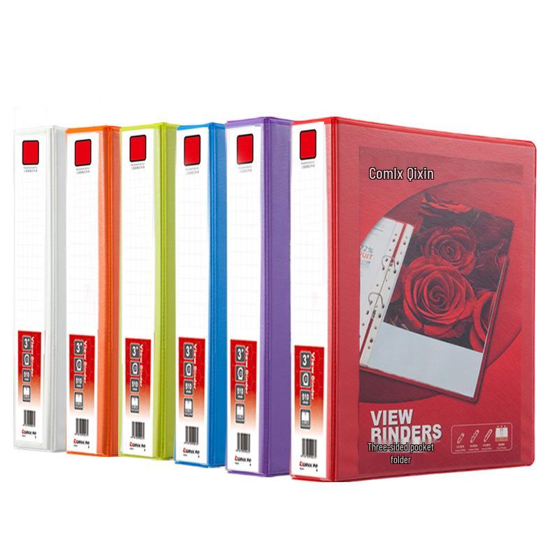 Qixin American Style 3-Sided Pocket Folder 3 D-Ring Binder for A4 Documents