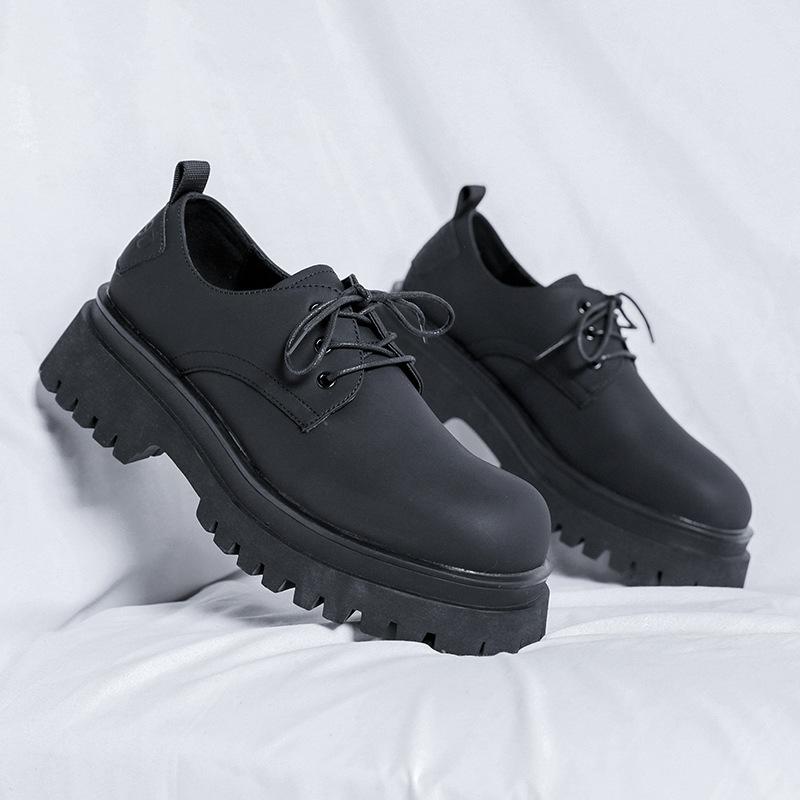 

Туфли с большой головой мужские летние дышащие деловые повседневные туфли корейская версия ins платформа дерби 59261-R 38 чёрный