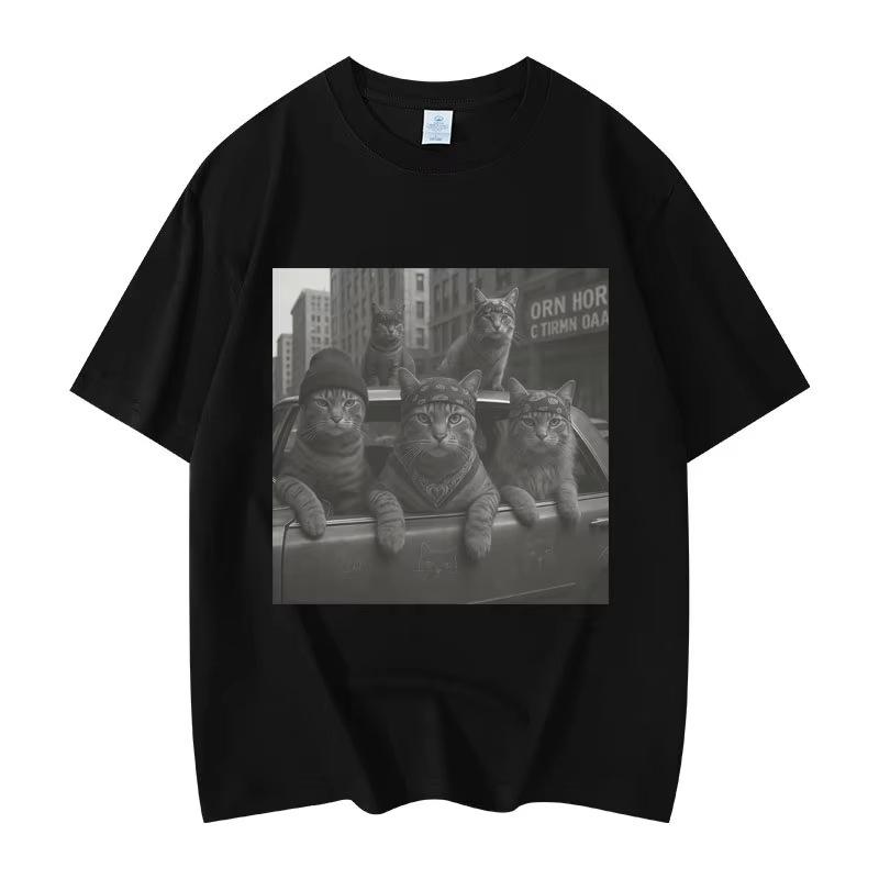2026 New HighQuality Cotton Funny Cat Joke Graphic TShirt Unisex Teens Short Sleeve Streetwear Summer Casual Top Hot Sale