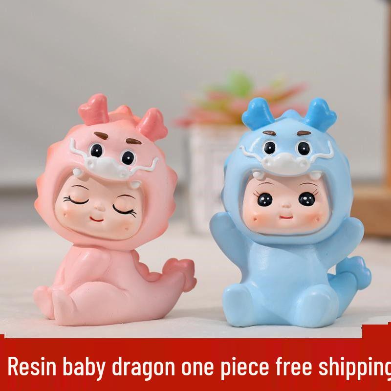 Cartoon Zodiac Dragon Cake Topper for 1st Birthday - Cute Boy/Girl Decoration 1 Blue Dragon Baby Boy