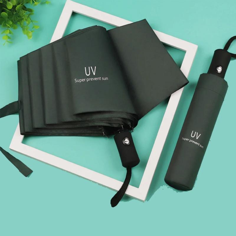 8 Ribber Reise Regn Solparaplyer Vindtett Flerfarget reiseparaply Automatisk åpning og lukking