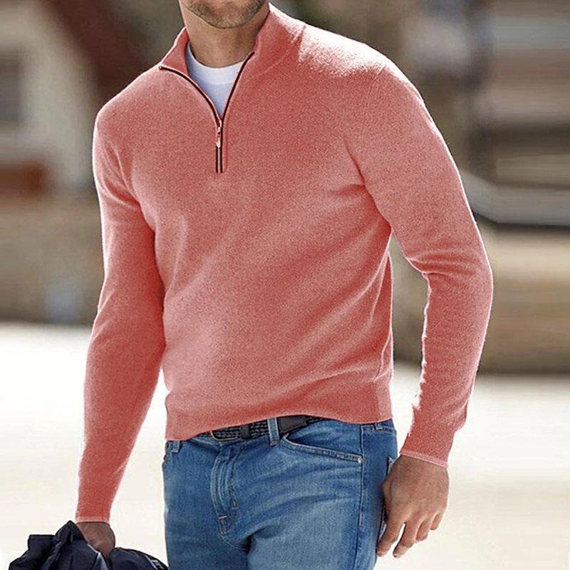 Autumn Winter Men's Knit Pullovers Solid Color Half Zipper Sweaters Men Oversized Breathable Streetwear Knitted Sweater