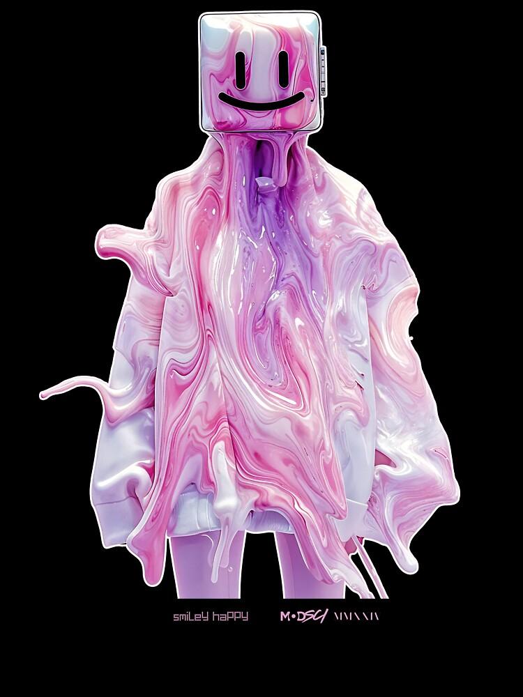 Liquid Television Smiley Happy - Variant 2 [Futuristic Liquid Acrylic Television Head] Oversized Unisex T-Shirt