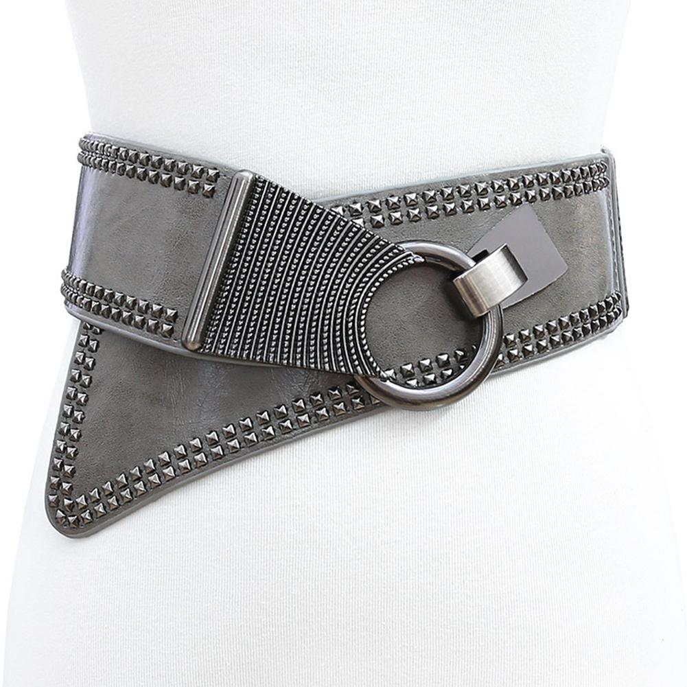 Women Girls Fashion Elegant Elastic Stretch Widen Band Rivet Oblique Lap Waist Belt Corset