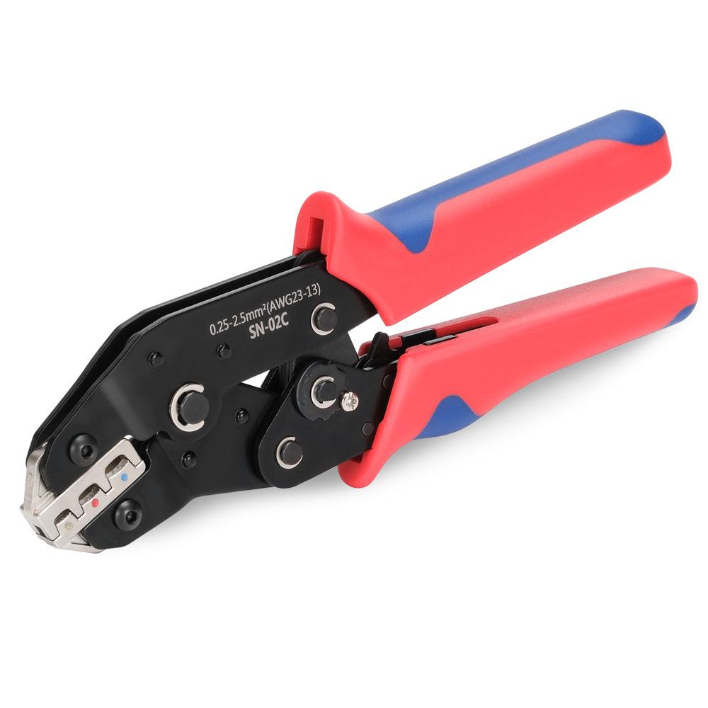 SN-02C Wire Crimping Tool Kit AWG 23-13 for Insulated Wire Electrical Connectors Ring and Spade Terminals and Cable Lugs