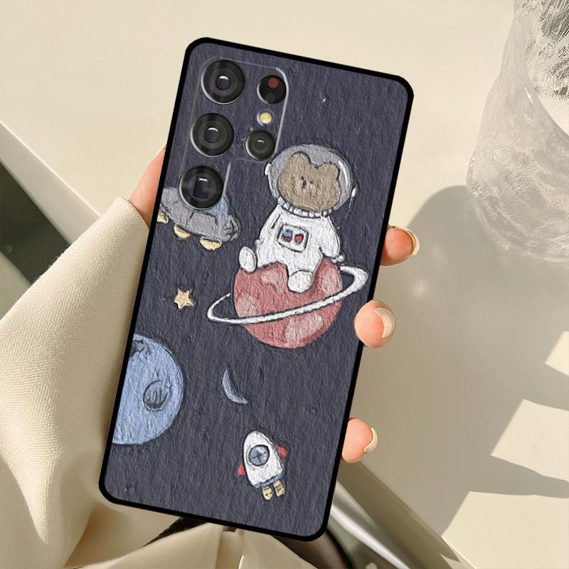 Kawaii Hasen Bären Koreanische Ölgemälde Hülle Für Samsung Galaxy S22 S21 Ultra Note 20 S8 S9 S10 Note 10 Plus S20 FE S21 FE Hülle