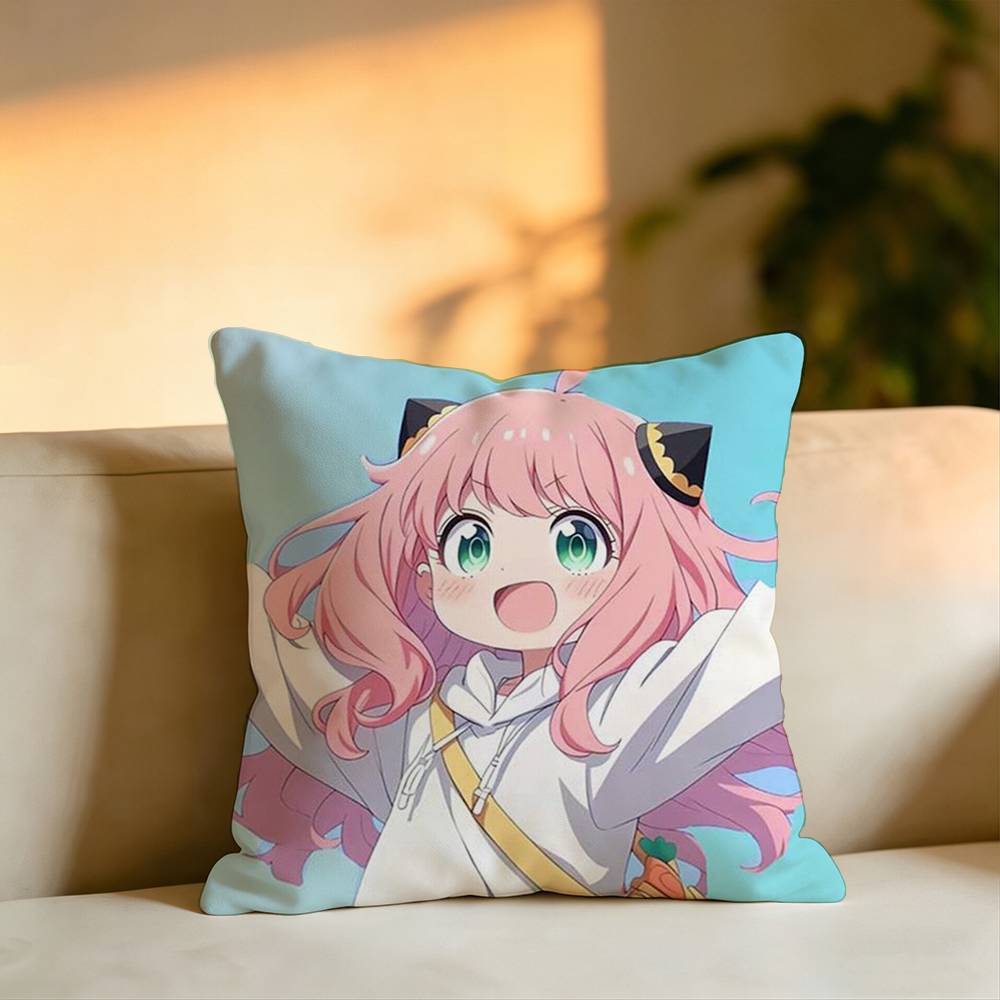 Hot Anime Character AAnya Forger Pillow Case Square DoubleSided Sofa Cushion Cover Bedroom Bedside Pillow