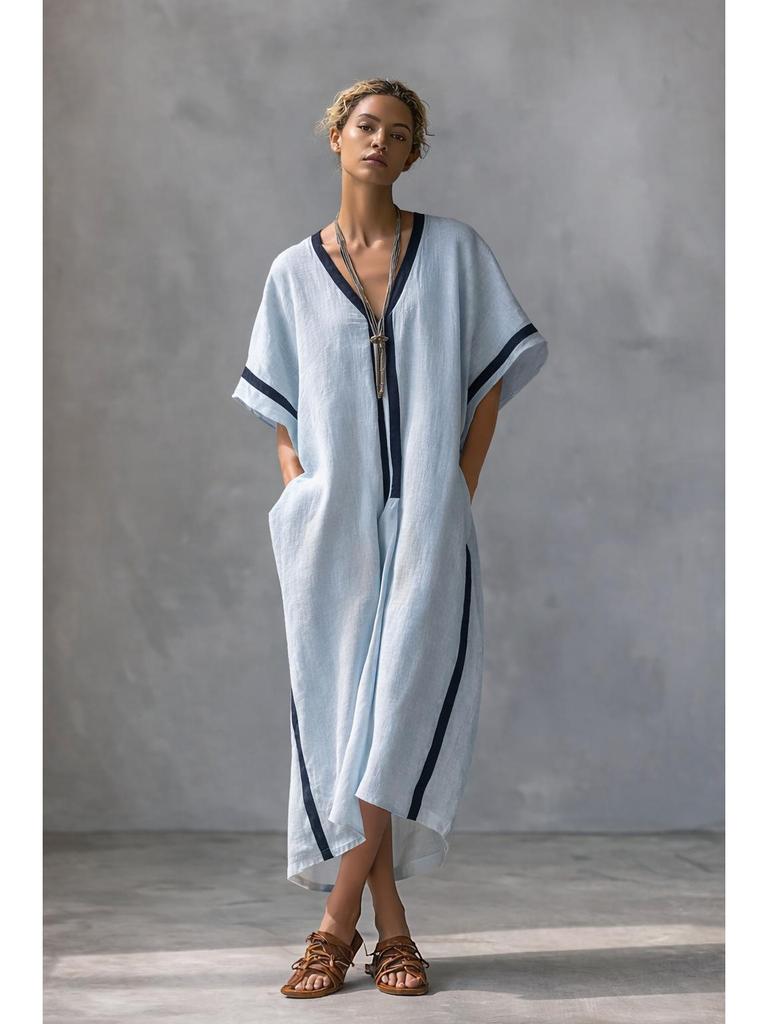 Damen Freizeit Langes Maxikleid mit kurzen Ärmeln - Neue Frühling/Sommer Kollektion