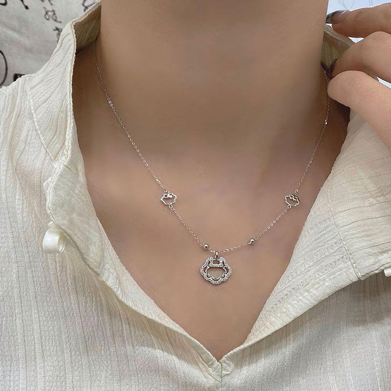 Aushöhlungs-Sicherheitsverschluss-Halskette, Neue Chinesische Antike Stil-Halskette, Hanfu Qipao-Accessoires, Retro-Temperament