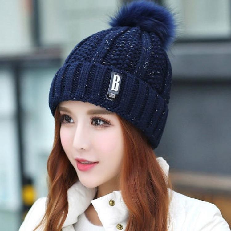 Winter Hat Female Korean Version Student Casual Knitted Hat Warm Hat Autumn and Winter Cycling Cold Proof Knitted Hat