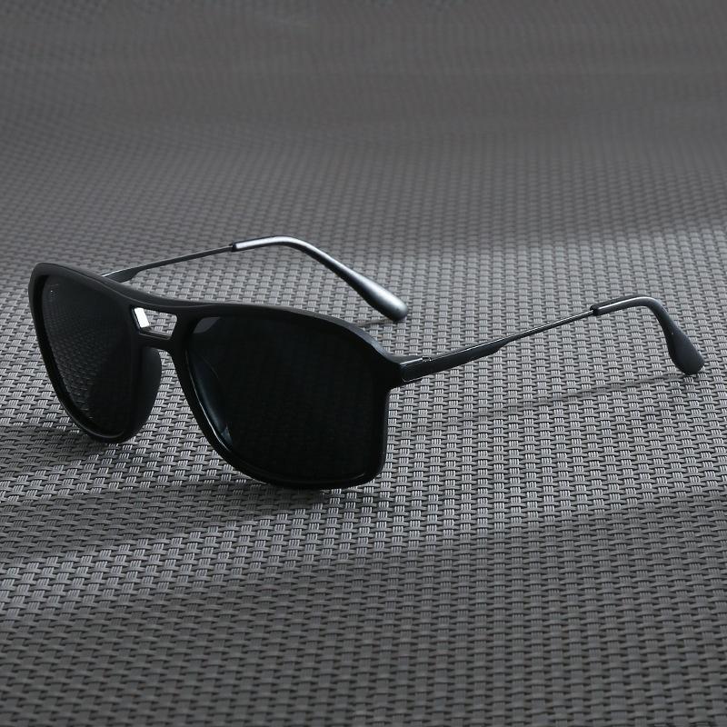 Square Double Bridge Polarized Sunglasses Men Women Classic Black Frame Lens Vintage Sports Driving Shades UV400 Eyewear