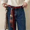 Red Silk Scarf Belt - Women's Retro Hip-Hop/Punk Waist Chain Accessory for Jeans.