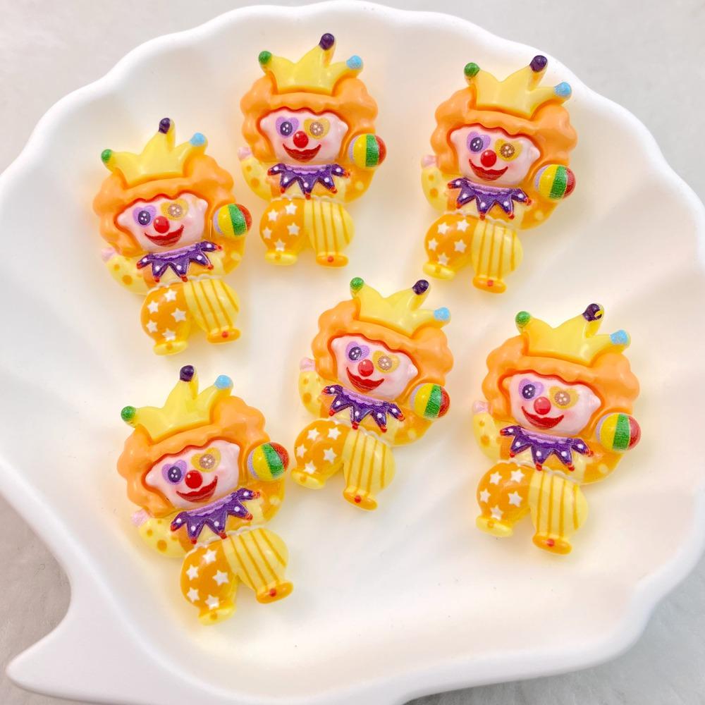 10 Pcs New Cute Bright Cartoon Circus Joker Series Resin Clip Book DIY Jewelry Hairpin Headrope Decoration Craft
