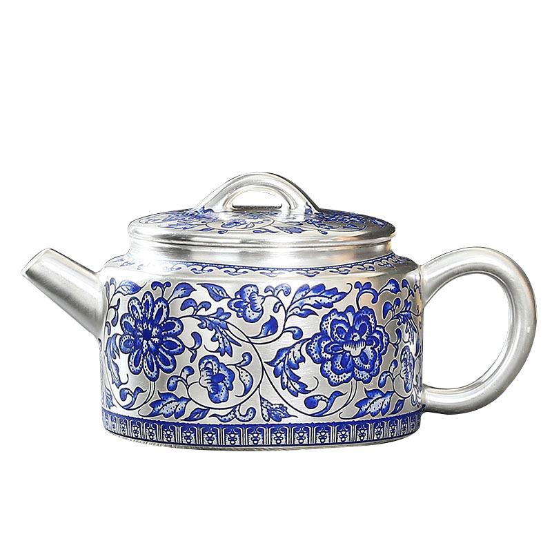 One Pot And Two Cups Of Entangled Lotus, Ceramic Silver Tea Set, Gift Portable Kung Fu Tea Set, Gift Box, Souvenir