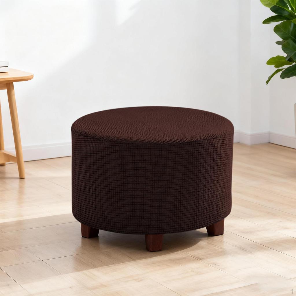 Ottoman Cover Foot Stool Stretch Slipcover for Footrest Ottomans Dia 23"- 25"