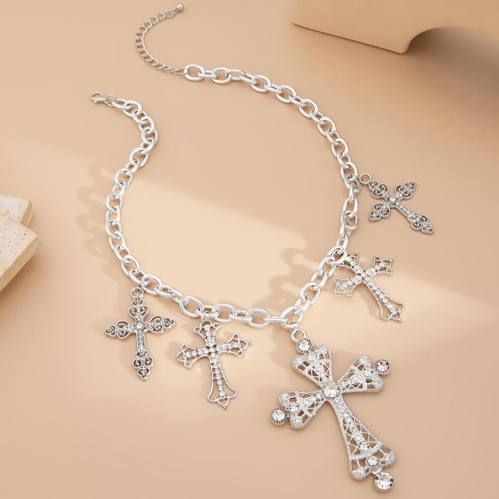 Fashion Diamond Cross Necklace Personalised Trendy Female Cross Chain Necklace