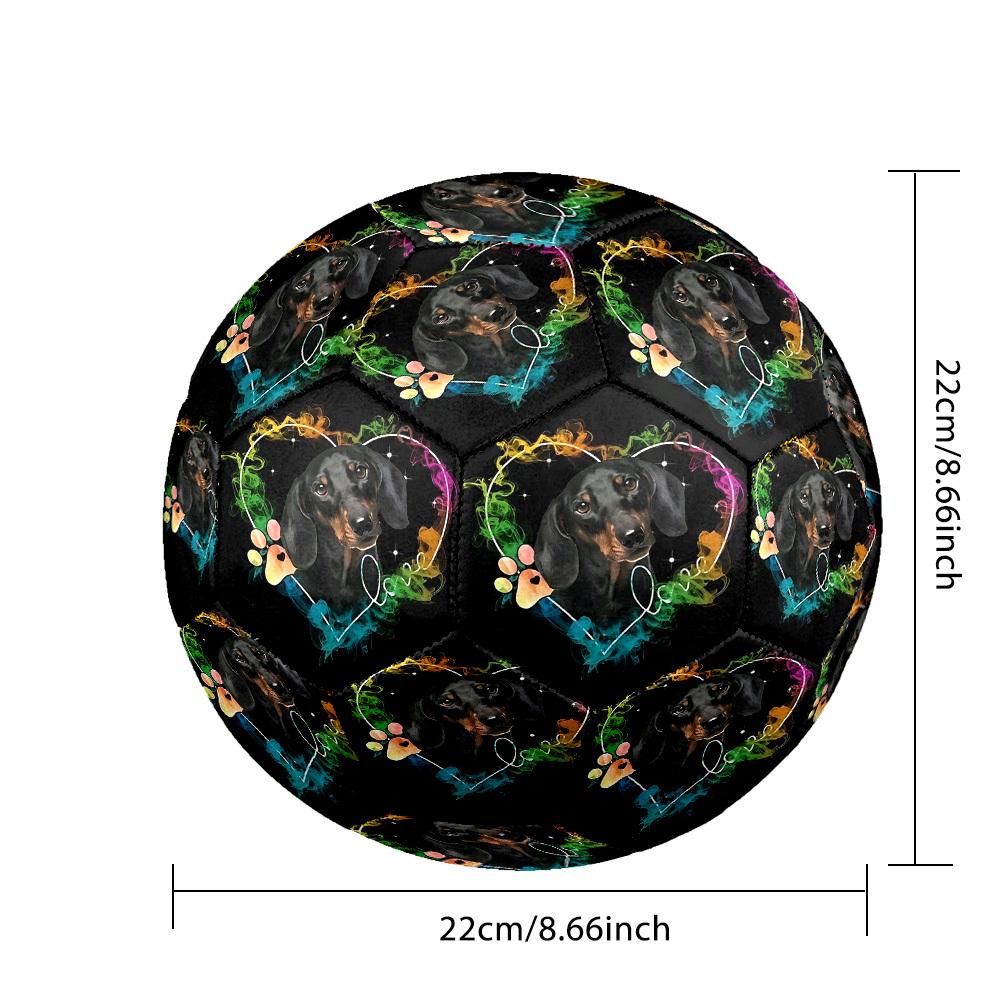 1pc Dachshund Heart Frame Theme Soccer Ball Football, Size 5, Lightweight PVC, Outdoor Training Soccer Ball,Gift C6516