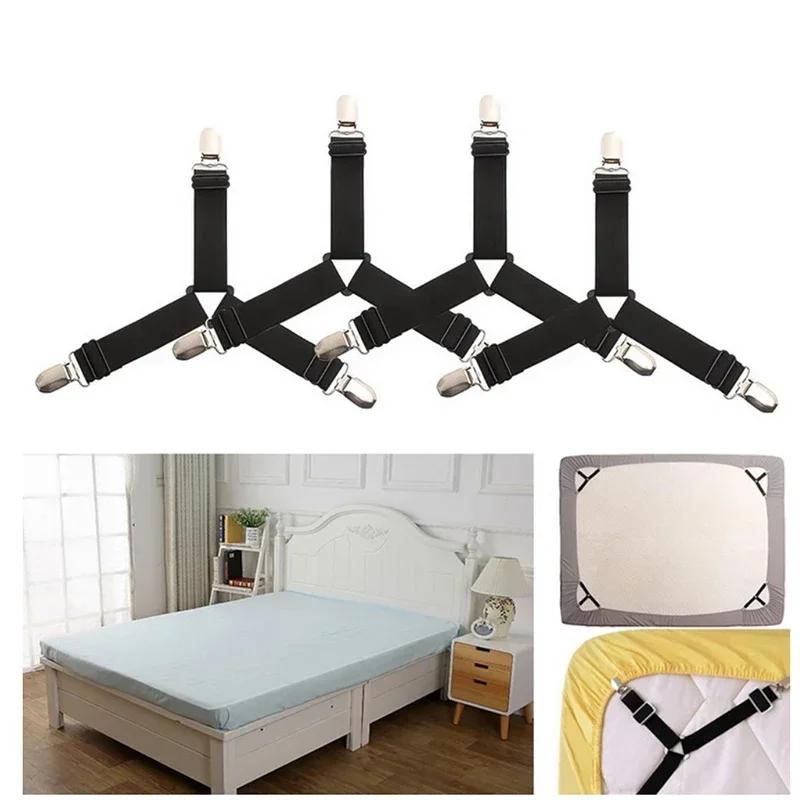 4pcs Triangle bed sheet holder installation bed sheet clip, adjustable bed sheet strap, mattress clip clip, mattress cover
