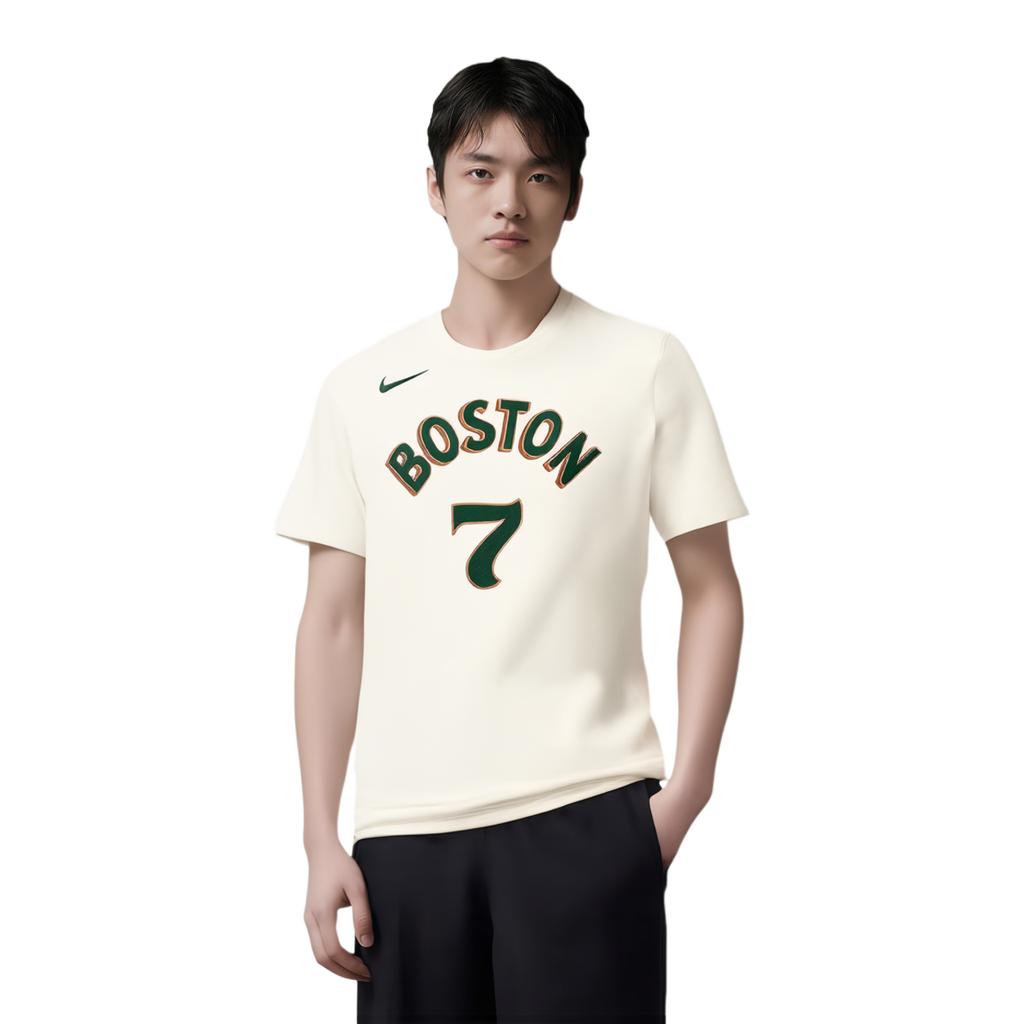 New Nike Boston Celtics 2023 24 City Edition Jaylen Brown #7 T Shirt Men's White FN1202-138