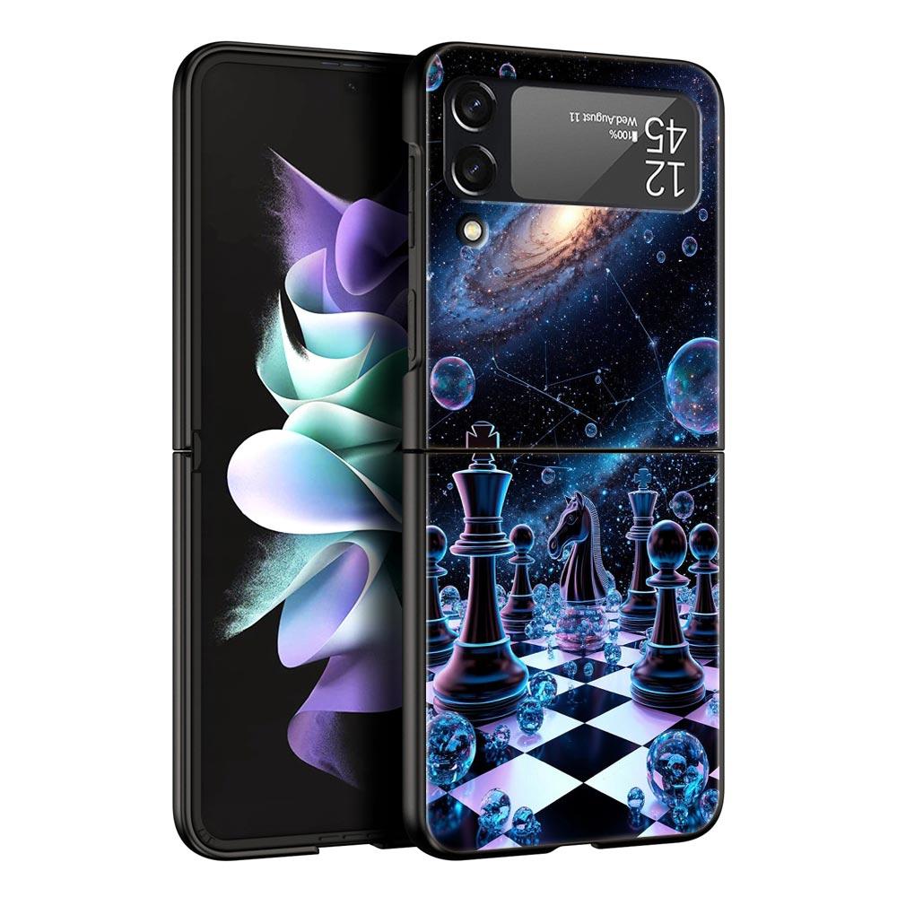 Universe Starry Sky Moon Hard PC Phone Case For Samsung Galaxy Z Flip 7 6 5 4 Black Cover For Galaxy Z Flip 3 Foldable Funda Bag