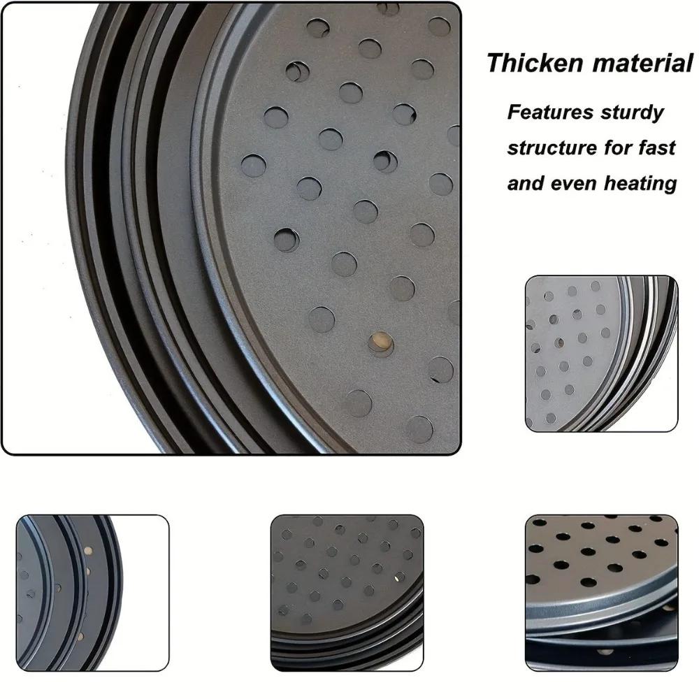 Carbon Steel Perforated Pizza Pan Non Stick Mupti Purpose Pizza Baking Tray 10/11/12 Inch Round Cooking Plate Crispy & Bubbly