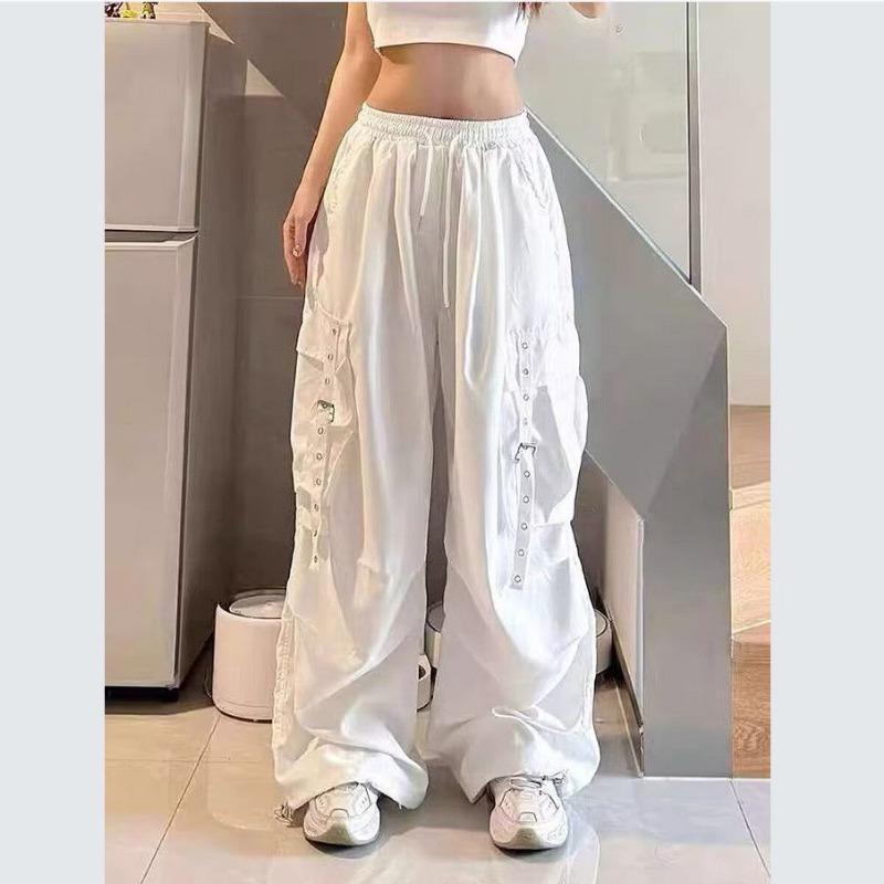 American Hip-hop Overalls for Women In Spring and Autumn High Street Design Multi-pocket Wide-leg Floor-length Pants