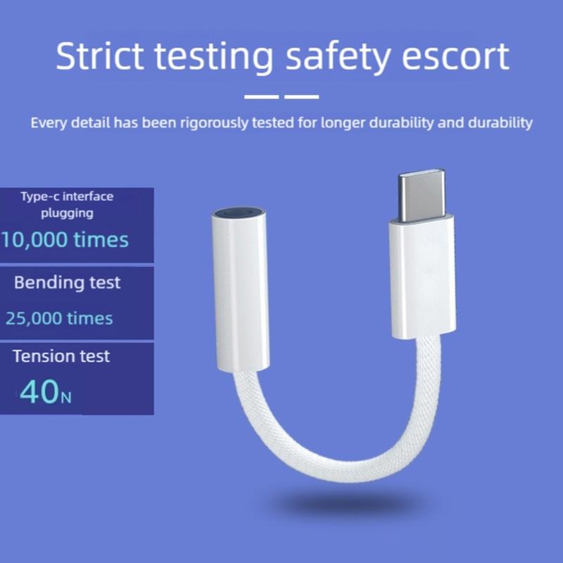Braided USB C To 3.5mm Audios Adapter With Support For Smartphones Tablets And Sound Output