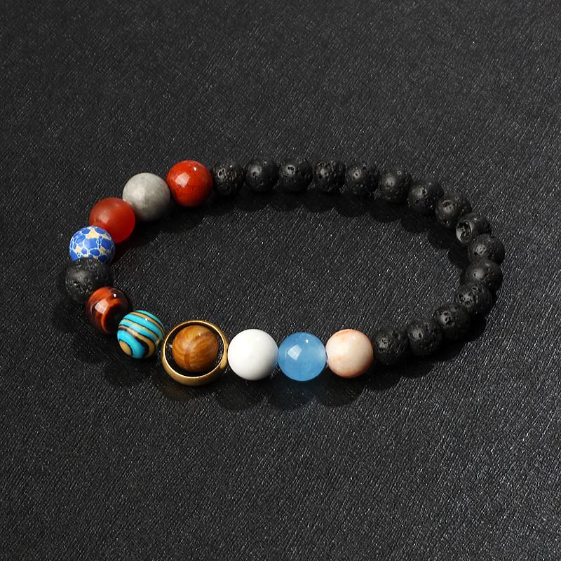 Universe Galaxy Eight Planets Bracelets Solar System Guardian Star Natural Stone Beads Bangles for Women Jewelry Drop Shipping