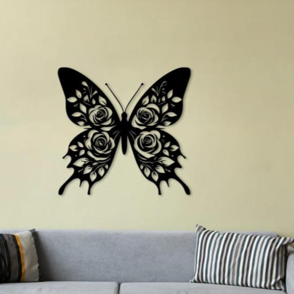 3D Butterfly Metal Wall Sculpture, Modern Iron Art, Creative Animal Home Decor, Wall Hanging Ornament for Living Room Bedroom