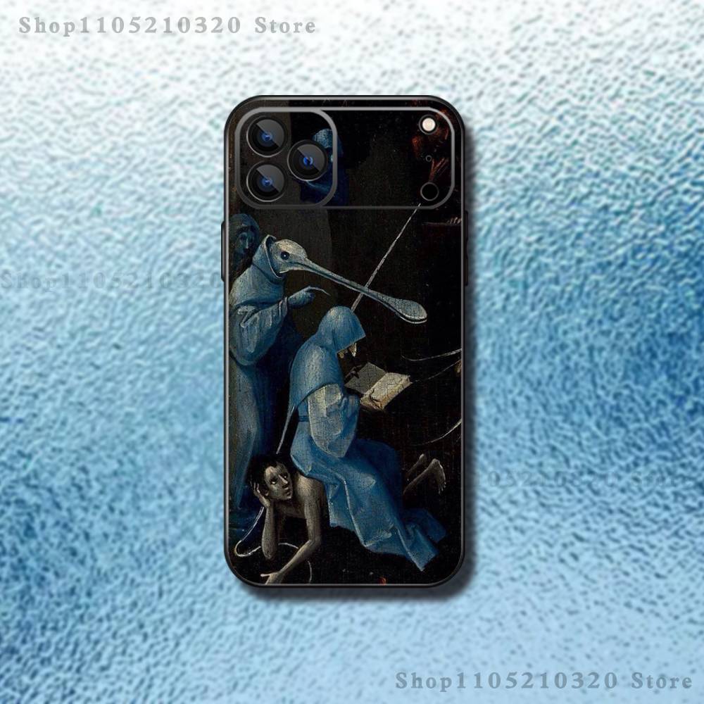 Custodia per Telefono Pittura di H-Hieronymus Bosch Per iPhone 17,16,15,14,13,12,Pro,Max,Plus,E,SE4,Air,Mini Scatola Morbida Nera