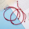 2 Pieces Summer String Bracelets Red Bracelet Red Cord Bracelet Adjustable Kabbalah Red Knots String Bracelet Amulet