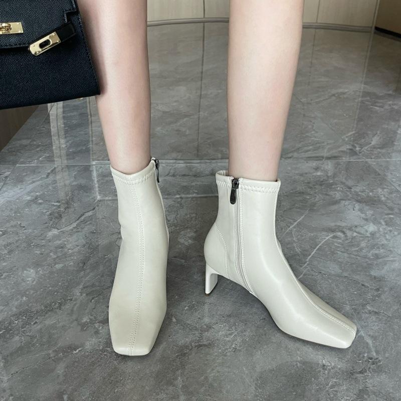 Temperament small fragrant style side zipper sleeve comfortable fashion boots new fine heel versatile personality retro Martin boots
