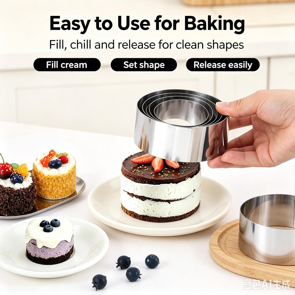 Lihe Stainless Steel Round Mousse Ring, Multi-size Cake Cookie Baking Mold For Kitchen