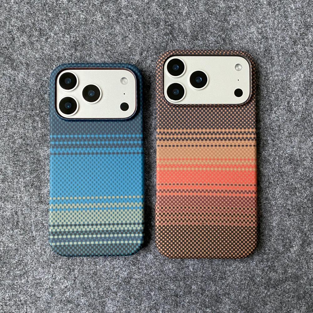 Slim Rugged Carbon Fibre Kevlar Pattern Magnetic Case For IPhone 17 Air 16 Plus 15 14 13 Pro Max Frameless Shockproof Hard Cover
