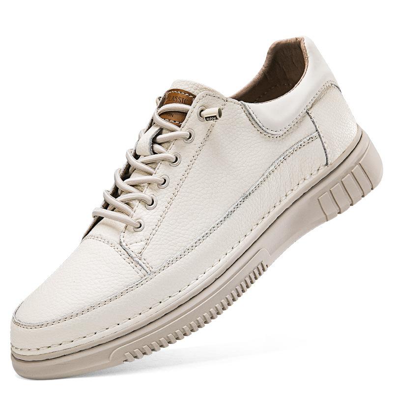 

Fashion Men Spring and Autumn Outdoor Leisure Leather Non-slip Men Shoes Versatile Work Shoes Low Top Outdoor Walking Shoes Hiking Shoes 36 бежевый