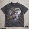 Three Therizinosaurus Moon Shirt, Scythe Lizard Tee, Funny Dinosaur Galaxy Gift, Vintage Wash Retro Graphic Top, Prehistoric Nature Lover