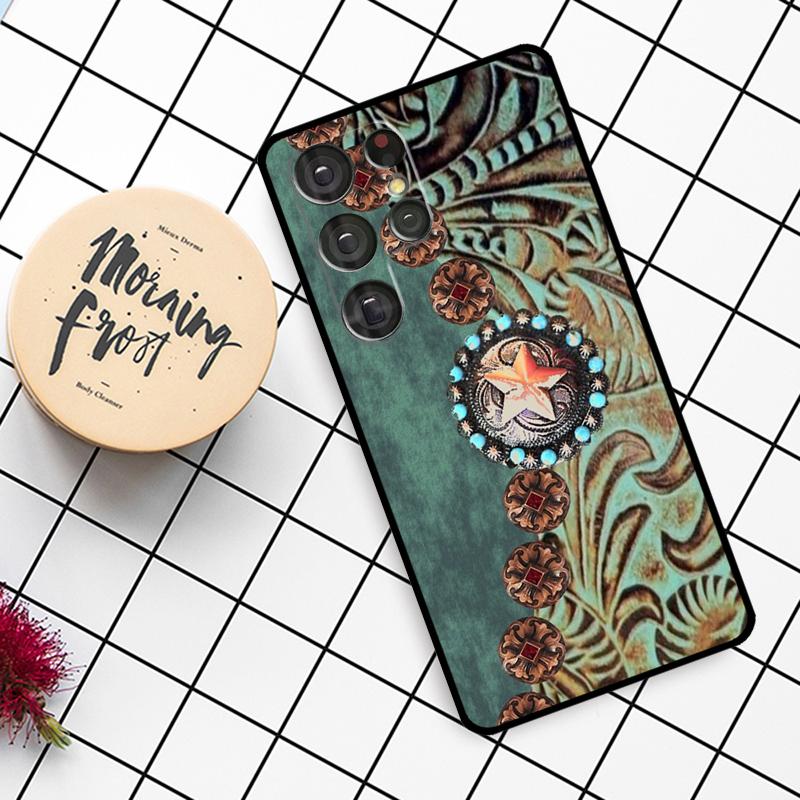 Western Cowgirl Cowboy Boots Cowhide Case For Samsung Galaxy S21 S22 S23 S24 S25 Ultra S9 S10 S25 Plus S25 FE S20 FE Phone Cover